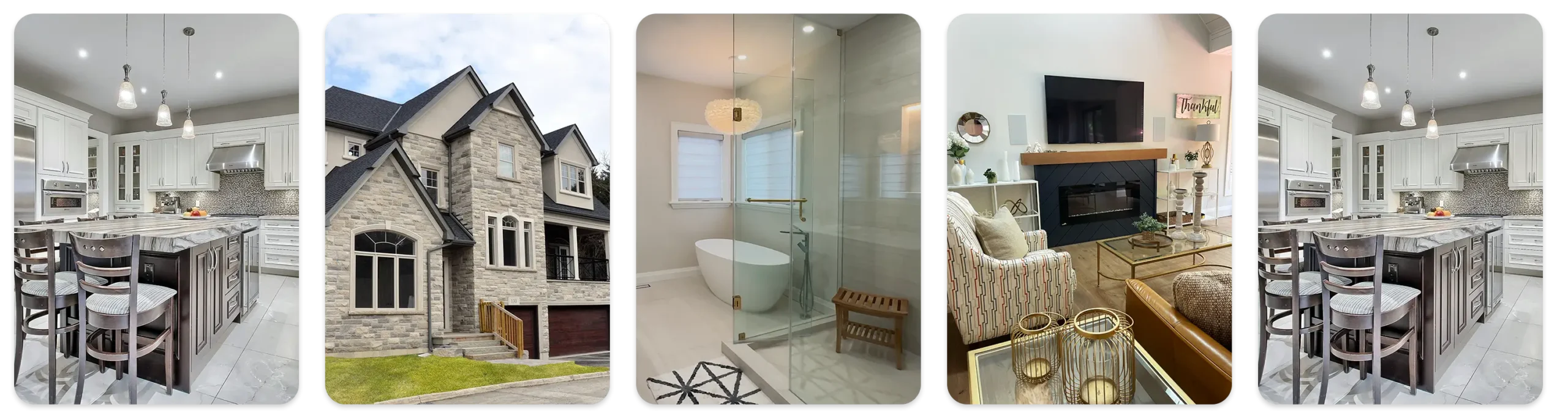 Completed homes and renovations.