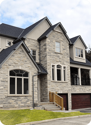 New Custom Home with stone and stucco.