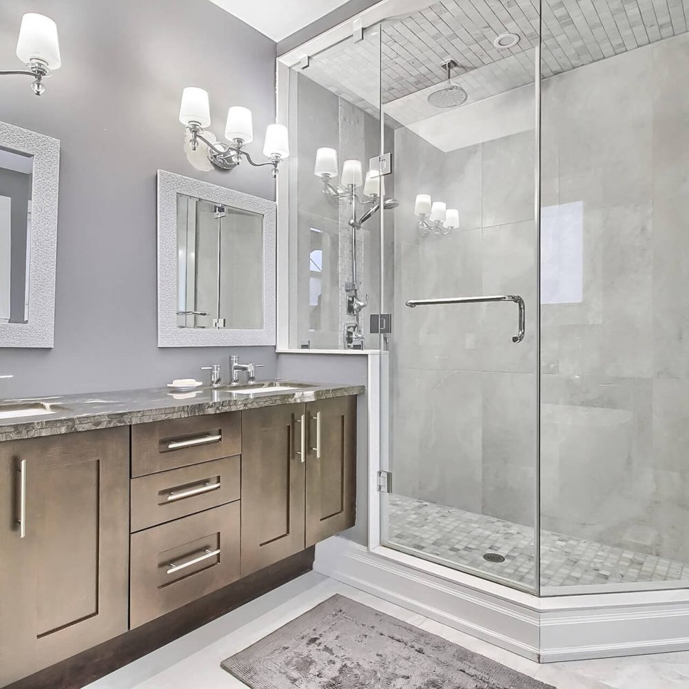 beautiful, modern, aurora bathroom reno.