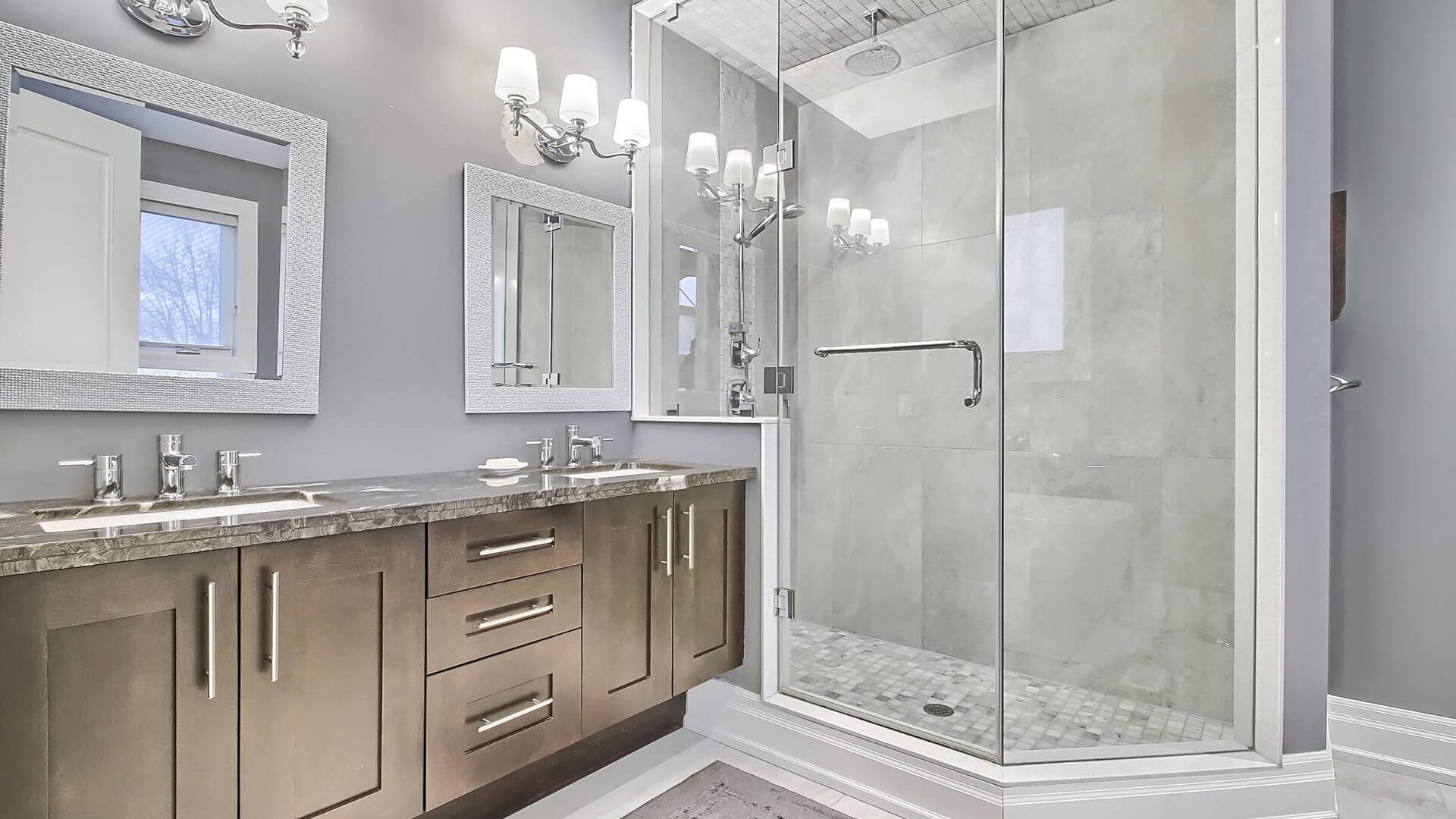 beautiful, modern, aurora bathroom reno.