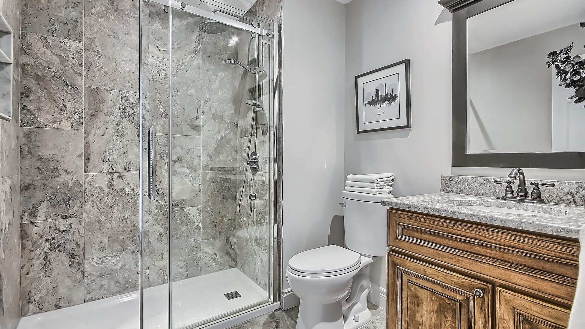 Luxury bathroom renovation in Aurora, ontario.